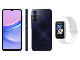 Smartphone Samsung Galaxy A15 6,5” 128GB - Azul Escuro + Smartband Samsung Galaxy Fit3 Prata