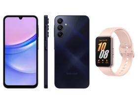 Smartphone Samsung Galaxy A15 6,5” 128GB - Azul Escuro + Smartband Samsung Galaxy Fit3 Rosé