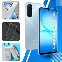 Smartphone Samsung Galaxy A17 128GB 4GB RAM Tela 6,7 4G Azul com IA Capa de Silicone