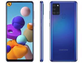 Smartphone Samsung Galaxy A21s 64GB Azul 4G - 4GB RAM 6,5” Câm. Quádrupla + Selfie 13MP