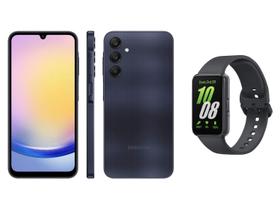 Smartphone Samsung Galaxy A25 6,5” 256GB Azul - Escuro 5G + Smartband Samsung Galaxy Fit3 Grafite