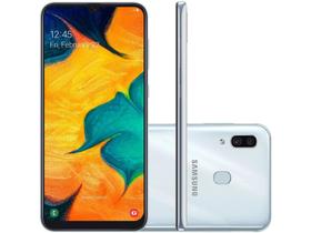 Smartphone Samsung Galaxy A30 64GB Branco 4G - 4GB RAM 6,4” Câm. Dupla + Câm. Selfie 16MP