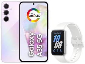 Smartphone Samsung Galaxy A35 128GB Rosa - 5G 6GB RAM + Smartband Samsung Galaxy Fit3 Prata