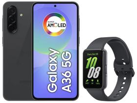 Smartphone Samsung Galaxy A36 256GB 5G 8GB RAM - Preto + Smartband Galaxy Fit3 Grafite