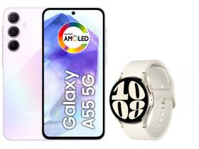 Smartphone Samsung Galaxy A55 128GB Rosa 5G - 5G + Smartwatch Samsung Watch6 LTE 40mm Creme