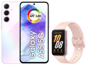 Smartphone Samsung Galaxy A55 128GB Rosa - 5G 8GB RAM + Smartband Samsung Galaxy Fit3 Rosé