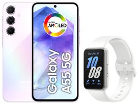 Smartphone Samsung Galaxy A55 256GB Rosa - 5G 8GB RAM + Smartband Samsung Galaxy Fit3 Prata