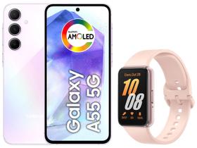 Smartphone Samsung Galaxy A55 256GB Rosa - 5G 8GB RAM + Smartband Samsung Galaxy Fit3 Rosé