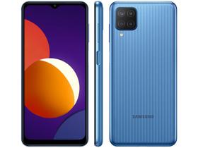 Smartphone Samsung Galaxy M12 64GB Azul 4G - 4GB RAM Tela 6,5” Câm. Quádrupla + Selfie 8MP