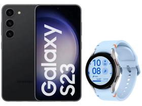 Smartphone Samsung Galaxy S23 256GB Preto - 5G + Smartwatch Galaxy Watch FE 40mm Azul