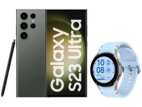 Smartphone Samsung Galaxy S23 Ultra 512GB Verde - 5G + Smartwatch Galaxy Watch FE 40mm Azul