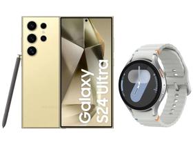 Smartphone Samsung Galaxy S24 Ultra 512GB - Creme 5G + Smartwatch Samsung Galaxy Watch7 Prata