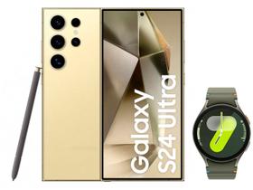 Smartphone Samsung Galaxy S24 Ultra 512GB - Titânio Creme 5G + Smartwatch Watch7 40mm Verde