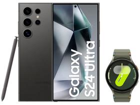 Smartphone Samsung Galaxy S24 Ultra 512GB - Titânio Preto 5G + Smartwatch Watch7 40mm Verde