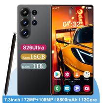 Smartphone STQC S26 Ultra 16GB RAM 1TB de armazenamento 7,2 polegadas preto