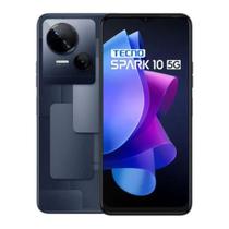 Smartphone Tecno Spark 10 5G Black Tela 6,6 HD+ 90Hz 64gb 4gb Octa core Impressão Digital Dual SIM Wifi 2,4+5Ghz