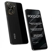 Smartphone Xiaomi POCO C71 Preto, 64GB, 3GB RAM, Câmera 50MP, Android 14, Tela 6,74 polegadas HD 90Hz, Bateria 5000mAh, Dual SIM