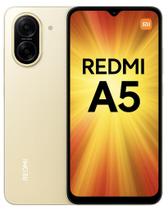 Smartphone Xiaomi Redmi A5, 128GB, 4GB RAM, Android 15 Go, Tela 6,88 polegadas HD 120Hz, Câmera 32MP com IA, Bateria 5200mAh, Dual SIM 4G, Dourado