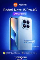 Smartphone Xiaomi Redmi Note 15 Pro 4G 256GB 8GB Tela AMOLED 6.77 120Hz Câmera 200MP Bateria 6500mAh NFC HyperOS Dual Lançamento SIM
