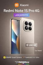 Smartphone Xiaomi Redmi Note 15 Pro 4G 256GB 8GB Tela AMOLED 6.77 120Hz Câmera 200MP Bateria 6500mAh NFC HyperOS Dual Lançamento SIM Smartphone Xiaomi Redmi Note 15 Pro 4G 256GB 8GB Tela AMOLED 6.77 120Hz Câmera 200MP Bateria 6500mAh NFC HyperOS Dual Lançamento SIM