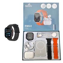 smartwatch 7 em 1 Mais fone de Ouvido RM22 relógio esportivo com tela sensível ao toque
