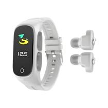 Smartwatch Branco + Fones Recarregável Controle de Música