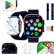 Smartwatch Celular De Pulso com entrada para Chip 4g 2gb De Ram e 16gb faz vídeo chamada e gps com Google Maps acesso a Spotify e Netflix
