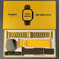 Smartwatch com foto personalizada, G9 Ultra Pro Gold Original IP67 a prova da agua NFC 49mm 3 pulseiras - G9 Gold - Fendior