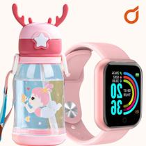 Smartwatch d20 masculino e feminino infantil + garrafinha de água 600ml para crianças - 01Smart