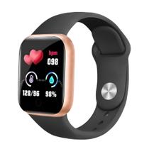 Smartwatch Digital D20/Y68 Dourado Pulseira Preta Monitor de Passos e Frequência Cardíaca Smartwatch Digital D20/Y68 Dourado Pulseira Preta Monitor de Passos e Frequência Cardíaca