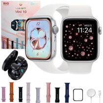 Smartwatch Feminino Masculino W10 Mini 8 Pulseiras Fone Sem Fio