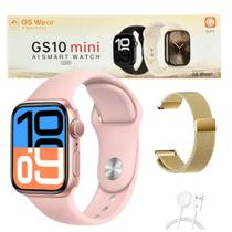 Smartwatch GS10 Mini Serie 10 42mm Masculino Feminino Amoled Pulseira Extra - Rose Gold