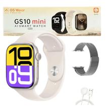 Smartwatch GS10 Mini Serie 10 42mm Relogio Masculino Feminino Amoled Pulseira Extra - StarLight