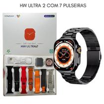 Smartwatch Hw Ultra 2 AMOLED 8 in 1 Série 9 49mm Lançamento Com Chat Gpt 7 Pulseiras e Case