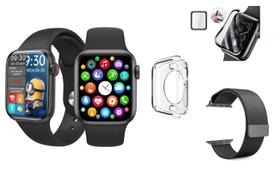 Smartwatch Hw16 Relógio Inteligente Preto Barato Presente Mulher Marido Kit Pulseira Pelicula Case