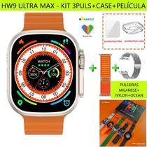 Smartwatch Hw9 Ultra Max Amoled Series 9 Digital 2.2 49mm 8 Kit 3 Puls. Case - Preto