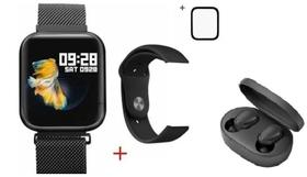 Smartwatch Inteligente P70 preto mais fone de ouvido bluetooth mais 2 pulseiras e Pelicula