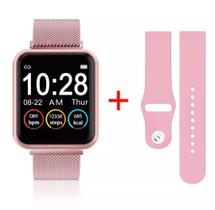Smartwatch Inteligente Relógio P70 2 Pulseira Aço+Puls Extra Pink