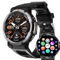 Smartwatch inteligente ZW25 Carbon Black Tático Militar GPS NFC resistente para esportes e atividades fisicas masculino Wearfit