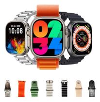 Smartwatch K9 Ultra Pro 7 Pulseiras Extras Ultra 9 Metal Silicone 49mm Caixa Branco Pulseira Preto Bisel Preto Desenho D Smartwatch K9 Ultra Pro 7 Pulseiras Extras Ultra 9 Metal Silicone 49mm Caixa Branco Pulseira Preto Bisel Preto Desenho D