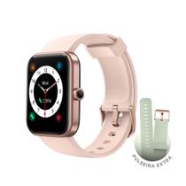 SmartWatch KaBuM! Smart 700, Rosé, Pulseira Extra Verde Claro, Compatível IoT Alexa - KBSAC020