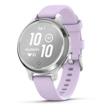 Smartwatch Monitor Cardíaco de Pulso com GPS Garmin Lily 2 Active 38mm (2024) Prata Pulseira Roxo Jasmim de Silicone