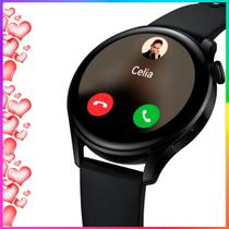 Smartwatch para Casais Apaixonados Redondo Pro Relogio Inteligente Preto Original