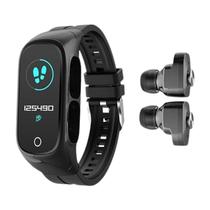 Smartwatch Preto Relógio inteligente + Fone Bluetooth