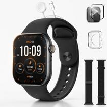 Smartwatch Preto S11 Com Caixa Proteção Pulseiras Extras Presente Ideal