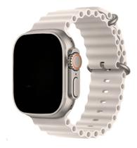 Smartwatch Relógio 49mm Branco Inteligente Homens Mulheres Ios E Android