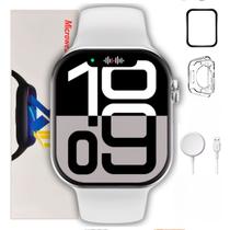 Smartwatch Relógio Branco S10 Luxo Prova D'agua Amoled Faz e Recebe Ligações Troca Foto De Fundo Para Homens e Mulheres