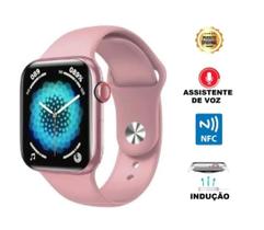 .Smartwatch Relogio Feminino Hw57 Pro Lançamento Rosa Full Hd Tela Infinita 45mm Siri Nfc Induçao