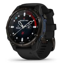 Smartwatch Relógio Garmin Descent Mk3si com Monitor Cardíaco de Pulso e GPS Cinza Carbono DLC Ti Preto EMEA 43mm