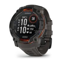 Smartwatch Relógio Garmin Instinct 3 com Monitor Cardíaco de Pulso e GPS 50 mm Solar, Preto com pulseira de silicone Grafite